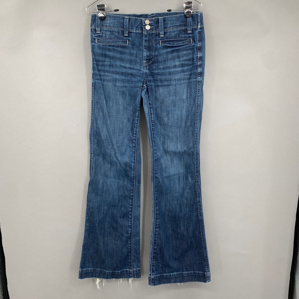 Vtg American Eagle Flare Jeans Womens Size 6 Dark Wash Y2K Boho Denim 7063-R